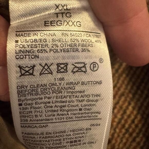 GAP Men’s XXL Houndstooth Wool Blend Jacket Brown Button Front New With Tags $18 - Picture 6 of 7